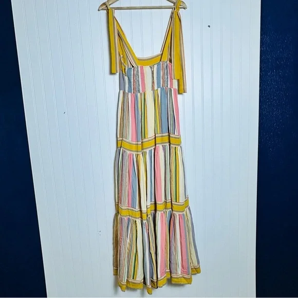 Anthropologie By Together Striped Multicolor Maxi Dress S Square Neck Smocked - Picture 4 of 8